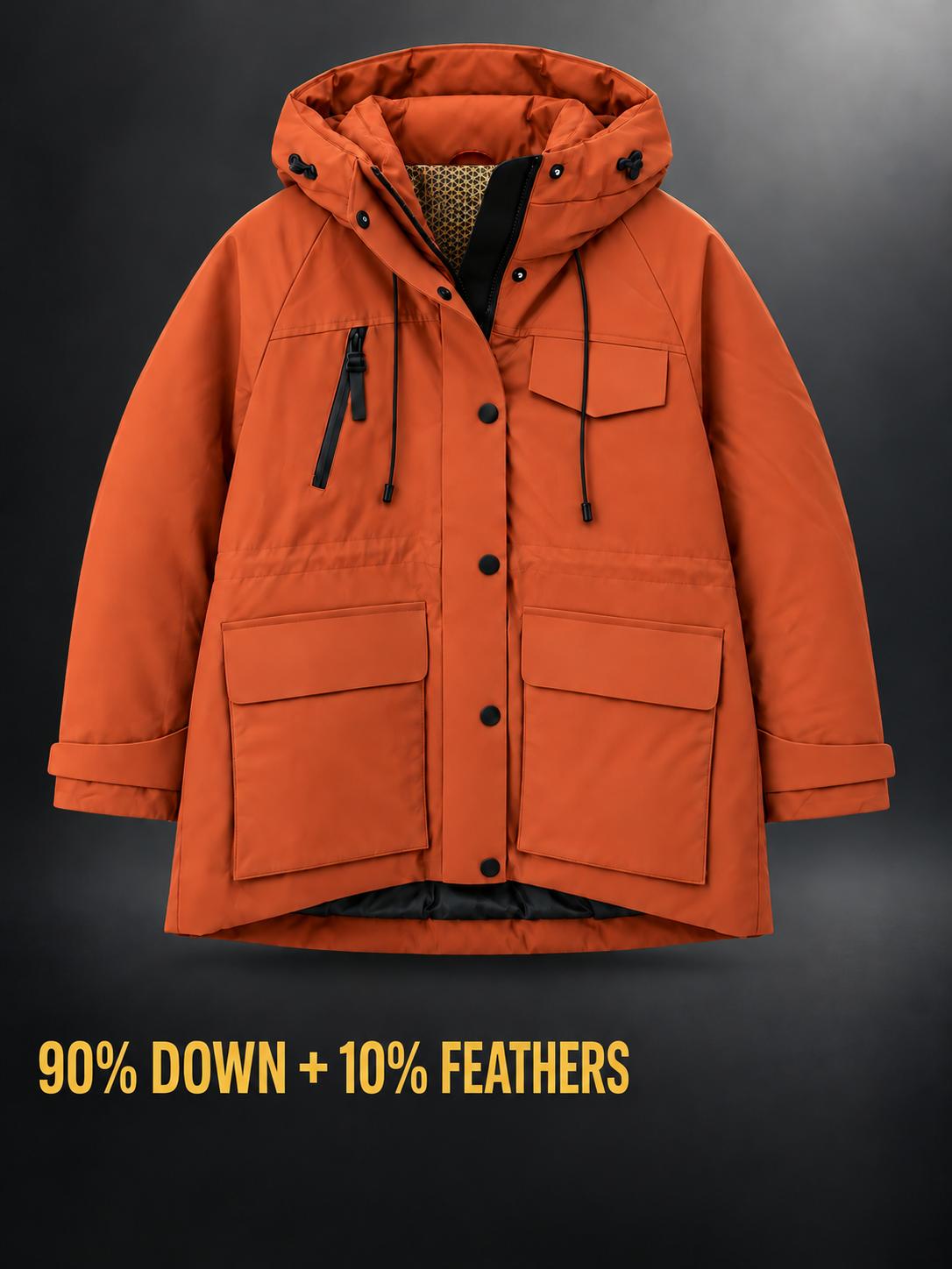 Fernlow Damen-Parka mit Kapuze – mittellanger Wintermantel