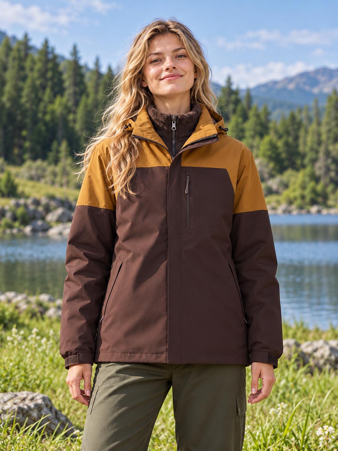 Fernlow Damen 3-in-1 Outdoorjacke – wasserdichte Jacke mit herausnehmbarem Fleece