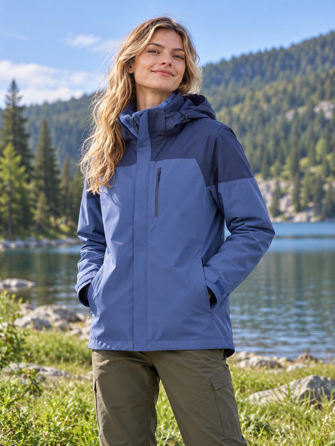 Fernlow Damen 3-in-1 Outdoorjacke – wasserdichte Jacke mit herausnehmbarem Fleece