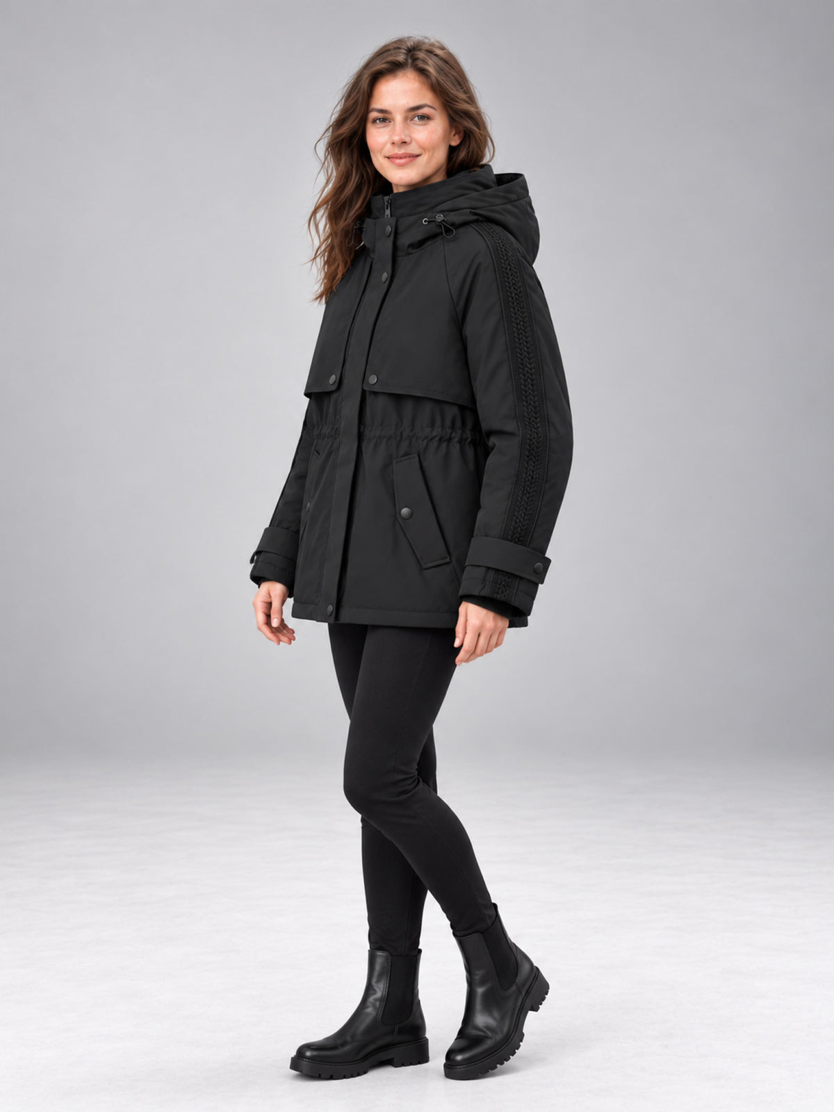 Fernlow Damen-Parka mit Kapuze – hüftlanger Wintermantel