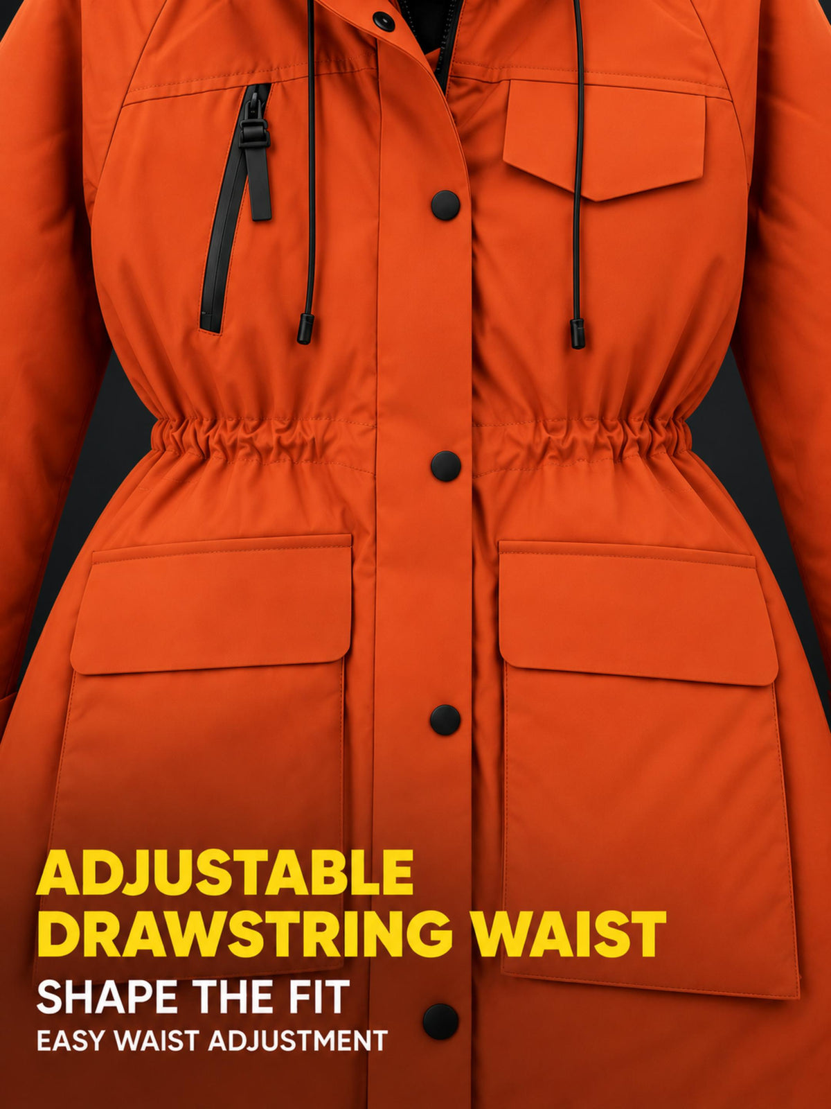 Fernlow Damen-Parka mit Kapuze – mittellanger Wintermantel