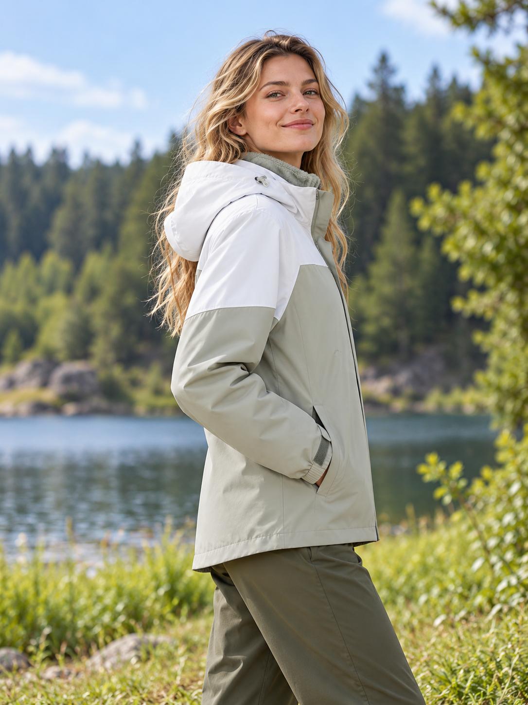 Fernlow Damen 3-in-1 Outdoorjacke – wasserdichte Jacke mit herausnehmbarem Fleece