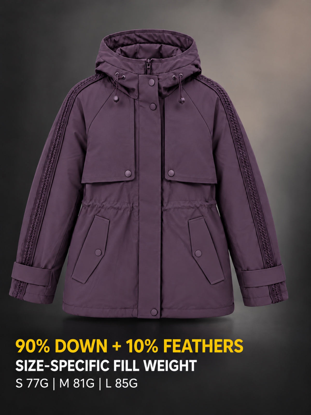 Fernlow Damen-Parka mit Kapuze – hüftlanger Wintermantel