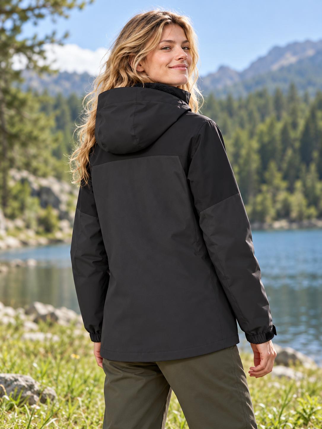 Fernlow Damen 3-in-1 Outdoorjacke – wasserdichte Jacke mit herausnehmbarem Fleece