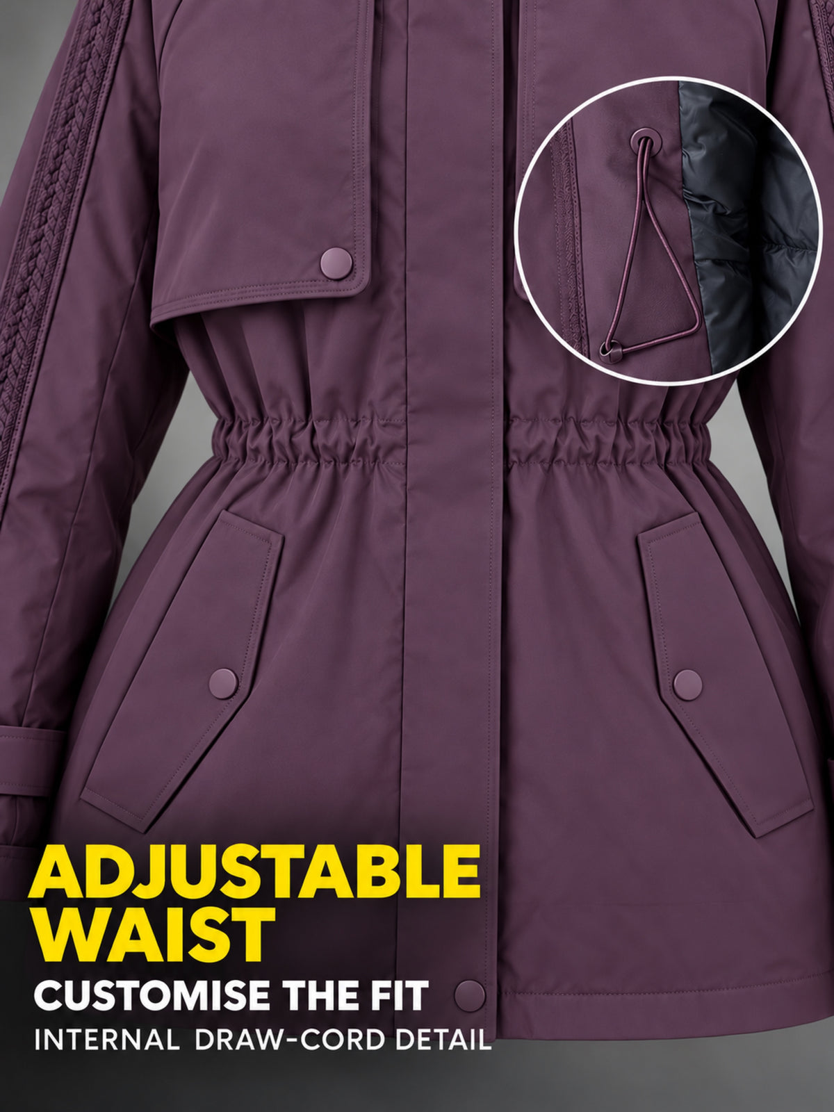 Fernlow Damen-Parka mit Kapuze – hüftlanger Wintermantel