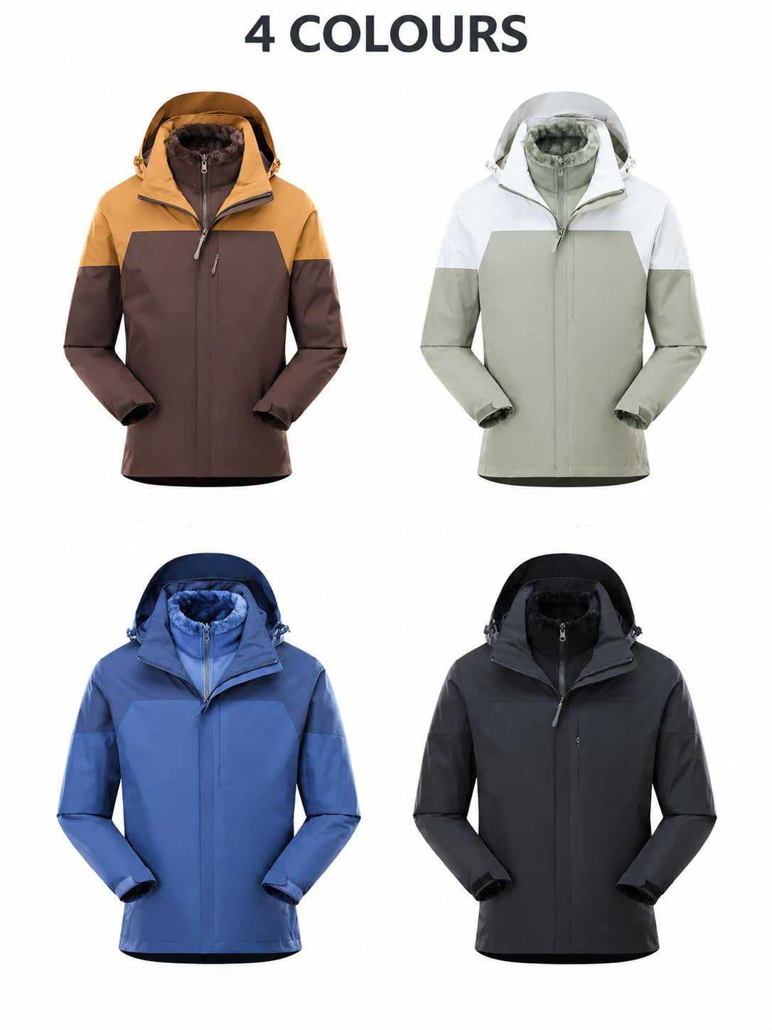 Fernlow Damen 3-in-1 Outdoorjacke – wasserdichte Jacke mit herausnehmbarem Fleece