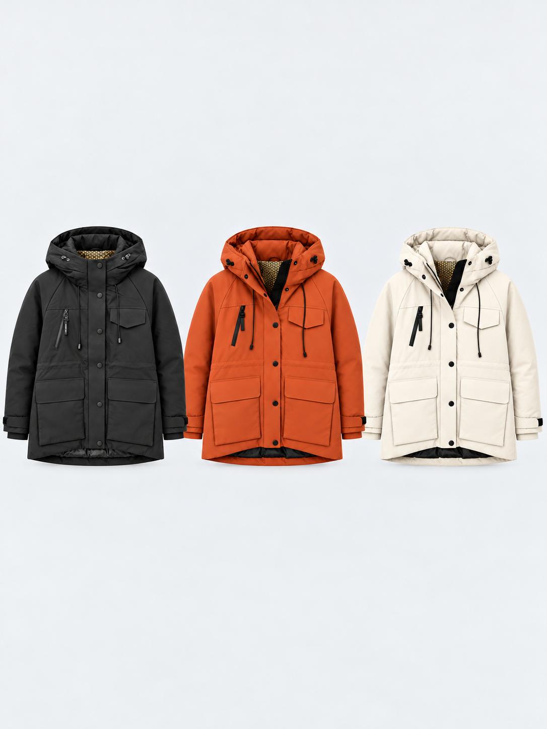 Fernlow Damen-Parka mit Kapuze – mittellanger Wintermantel