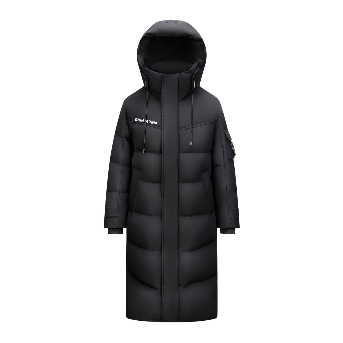 Fernlow Damen-Langmantel mit Kapuze – Colourblock-Wintermantel in Schwarz oder Weiß